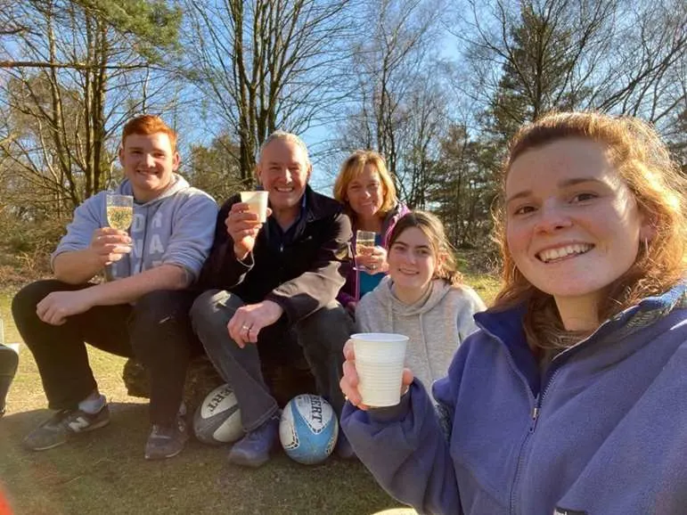 David with his family.